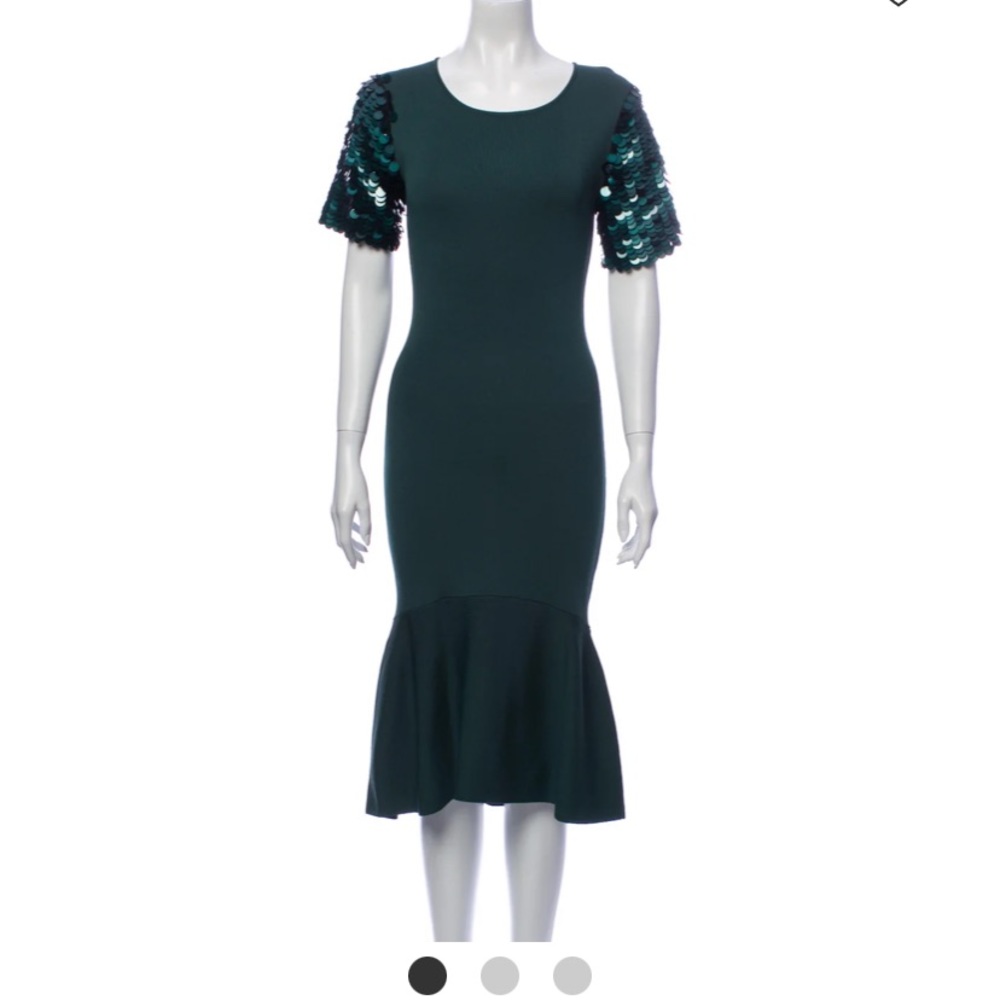 Sachin & Babi green gown with shiny sleeves